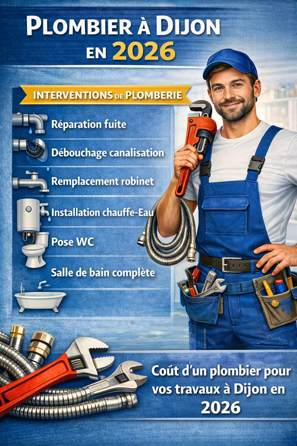 Prix plombier à Dijon en 2026 : tarifs, dépannage et installation